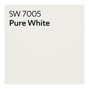 Solid white color swatch labeled 'SW 7005 Pure White' in gray text.