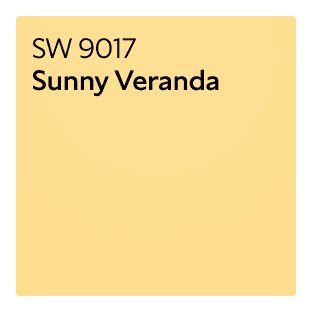 Solid yellow color swatch labeled 'SW 9017 Sunny Veranda' in white text.